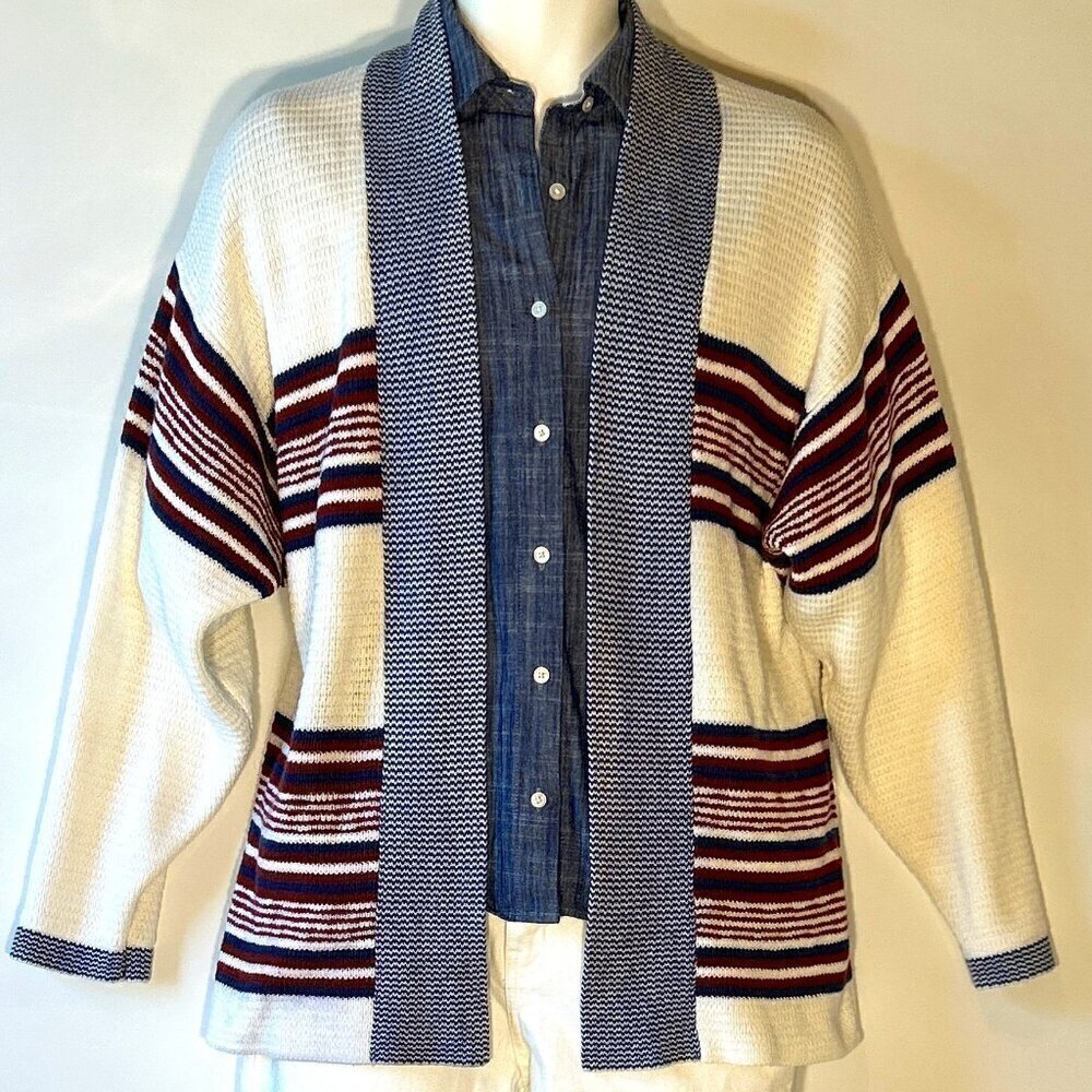 Urban Outfitters Classic Navy  & Ivory open front cardigan casual western preppy